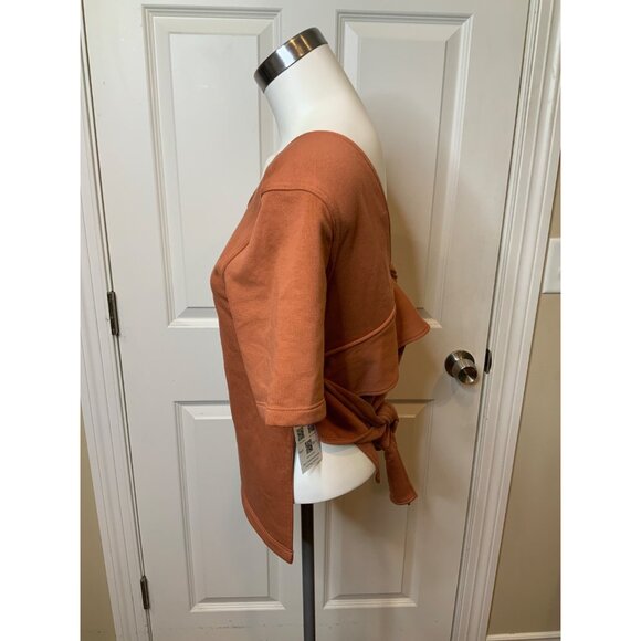 Nike Rust Brown Short Sleeve Drop Back Sweatshirt NWT, Size Small - Picture 3 of 5